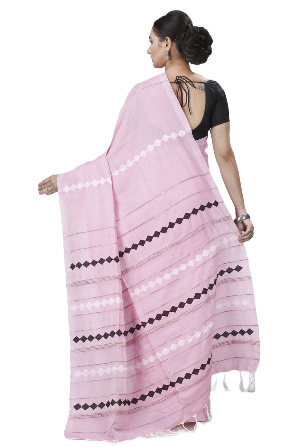 Pink Pure Cotton Tika Applique Saree (1246)